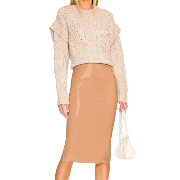 Commando Dresses & Skirts - Commando Patent Midi Skirt in Cocoa Tan/Beige